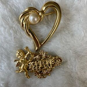Valentines Day Heart‎ & Cherub Bundle of 2 Pins Brooches Someone Special